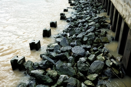 Retaining Wall for Bank Corrosion Protection.の写真素材