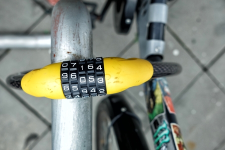 Close-up Bicycle Lock.の写真素材