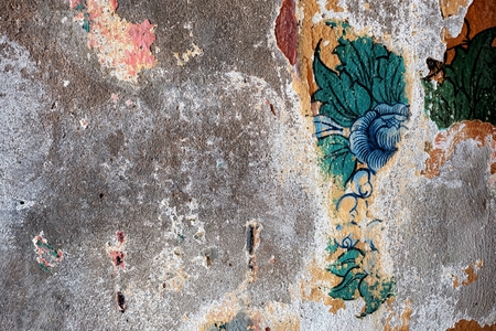 Obsoleted Thai Painting Art on Concrete Wall.の写真素材