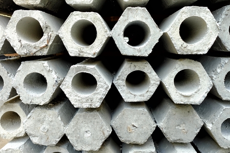 Stack of Concrete Stakes for Construction.の写真素材