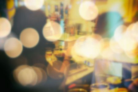 Double Exposure of Abstract Restaurant Background with Bokeh.の写真素材