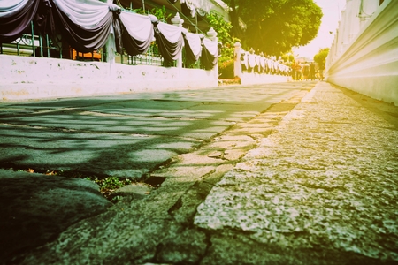 Bottom View of Pathway with Light Leak Background.の写真素材