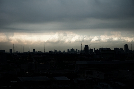 White Clouds over Cityscape of Bangkok, Thailand.の写真素材