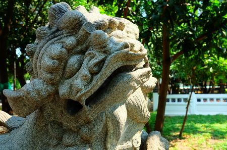 Close-up Lion Statue in Park.の写真素材