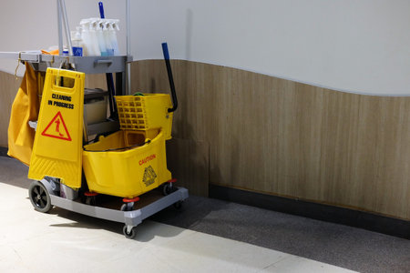 Close up Janitorial Cleaning Cart.の写真素材