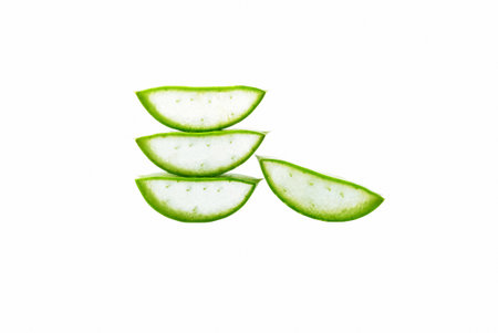 Aloe Vera Pieces Isolated on White Background.の写真素材