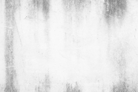Water Stain and Crack on White Concrete Wall Texture Background.の写真素材