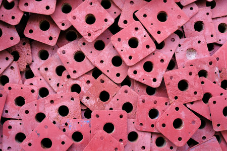 Pile of Old Metal Red Pole Background.の写真素材