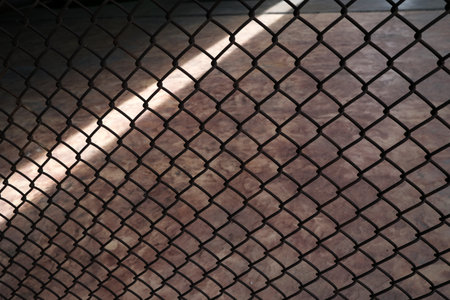 Galvanized Metal Fence with Light Beam Background.の写真素材