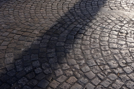 Light Beam and Shadow on Brick Ground.の写真素材