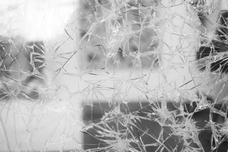 White Broken Glass Wall for Background.の写真素材