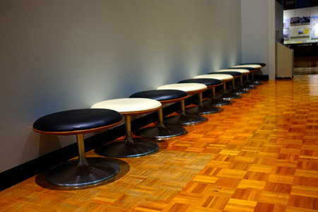 Black and White Seat at the Hallway.の写真素材