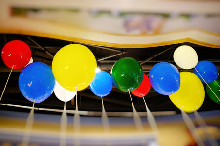 Colorful Balloons in Amusement Park.の写真素材