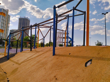 Playground in the city of Orenburg, Southern Ural, Russiaの写真素材