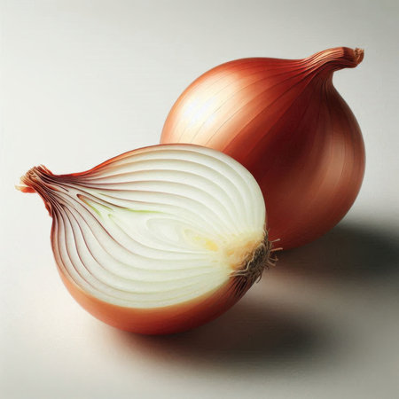 onion on a white background, close-up, studio shotの素材