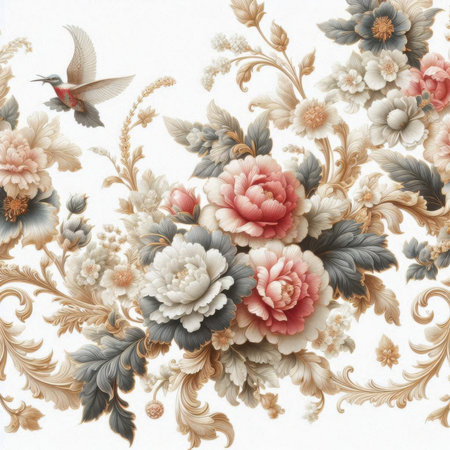 Vintage floral pattern in Victorian style. Fragment of artwork.の素材