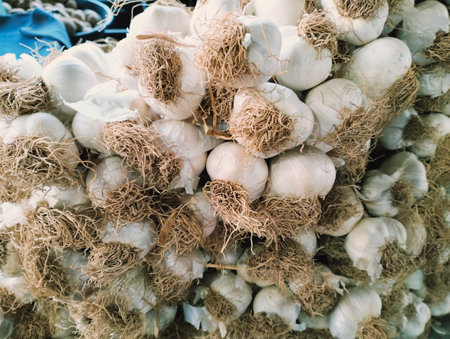 Garlic in the market, Thailand. Selective focus. nature.の写真素材