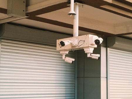 CCTV security camera on the roof of a building in Bangkok, Thailand