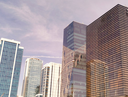 Modern skyscrapers in the business district of Dubai, United Arab Emiratesの写真素材