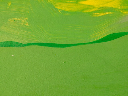 Abstract oil painting on canvas. Green and yellow colors. Abstract background.の写真素材