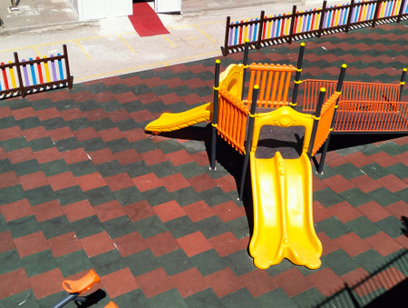 Playground for children on the street in the city of Granadaの写真素材