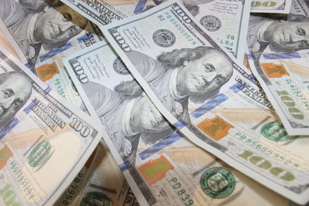 dollar bills as a background. close-up. horizontal photo.の写真素材