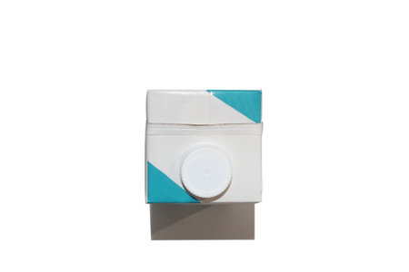 White box with blue label isolated on white background with clipping path.
