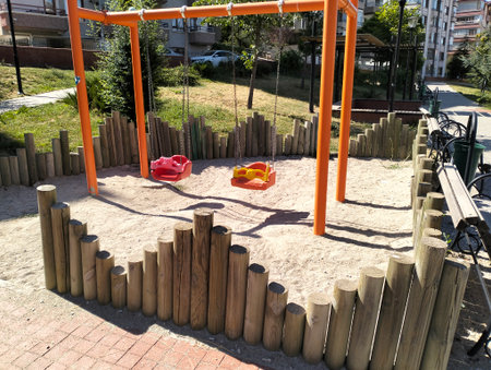 Children's playground in the city park. A place for children to play.