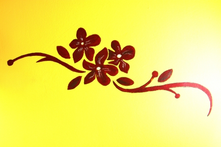 draw on yellow wallの写真素材