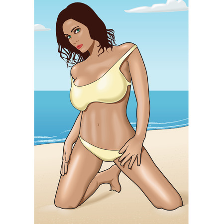 Sexy bikini girl on the beachのイラスト素材