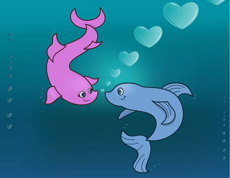 Seals in Love - vector illustrationのイラスト素材