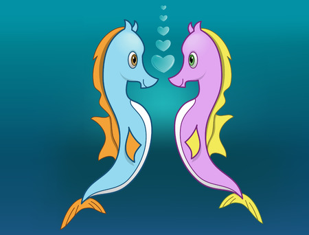 Seahorse Love - vector illustrationのイラスト素材
