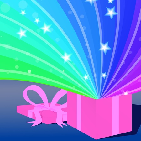 This is a vector illustration of the magic of opening a present.のイラスト素材
