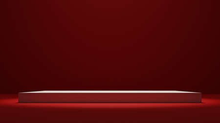 podium in red light, 3d rendering
