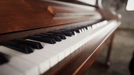piano keyboard closeup, 3d renderingの写真素材