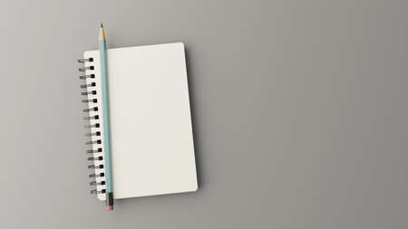 pencil and note with gray background, 3drenderingの写真素材