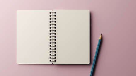 pencil and note with pink background, 3drenderingの写真素材