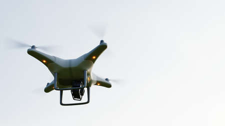 drone flying shot with sky background, 3d renderingの写真素材