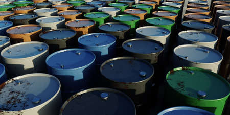 money and oil barrels, 3d renderingの写真素材