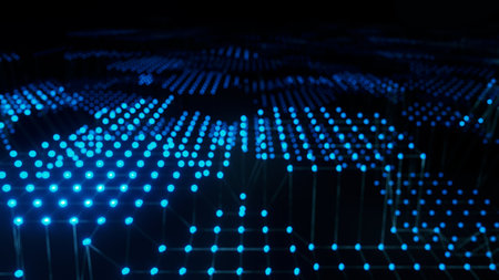 Technology concept image with blue lines and dots, 3dの写真素材