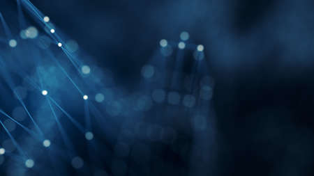 Technology concept image with blue lines and dots, 3dの写真素材