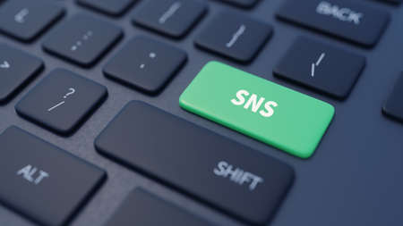 The text sns is on keyboardの写真素材
