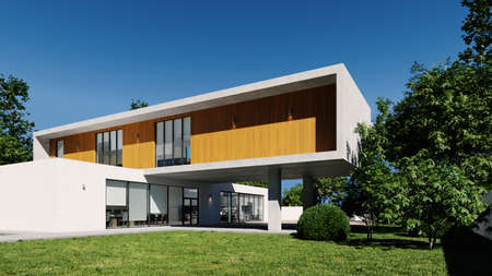 modern architecture exterior, 3d renderingの写真素材