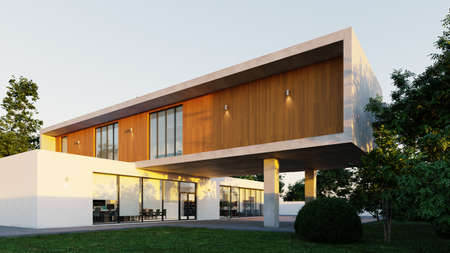 modern architecture exterior, 3d renderingの写真素材