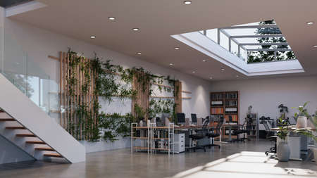 modern office interior decoration, 3d renderingの写真素材