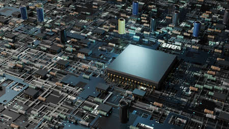 micro processor on main board concept image