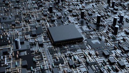 micro processor on main board concept image