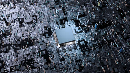 micro processor on main board concept image