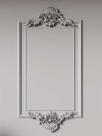 classic ornament wall pattern mockup, 3d renderingの写真素材