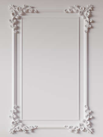 classic ornament wall pattern mockup, 3d renderingの写真素材
